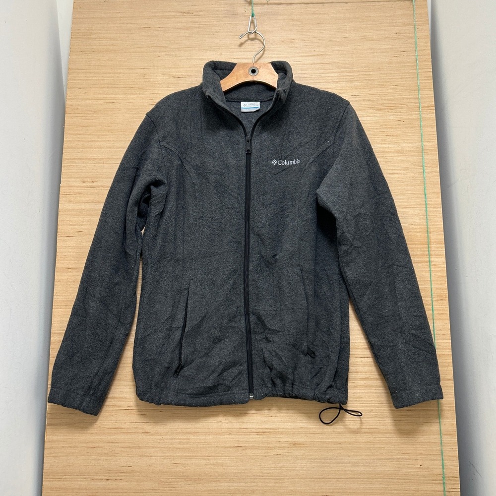 Columbia Womens Full Zip Fleece Jacket Charcoal Gray Mock Neck Small S